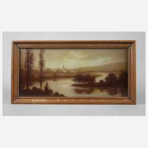 Ätzglasbild mit Flusslandschaft