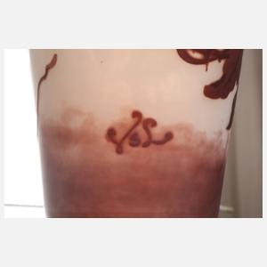 Val Saint Lambert Ätzglasvase mit Spinne