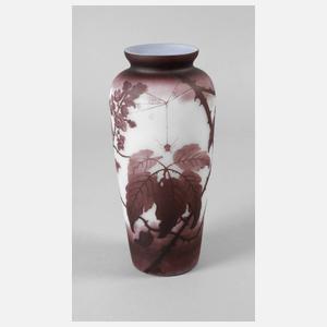 Val Saint Lambert Ätzglasvase mit Spinne