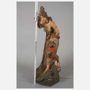 Goldscheider Wien figürliche Salonlampe