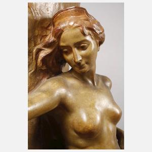 Goldscheider Wien figürliche Bodenvase "Musik"