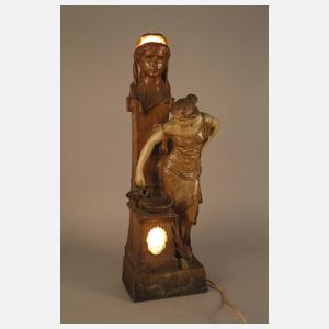Goldscheider Wien figürliche Salonlampe