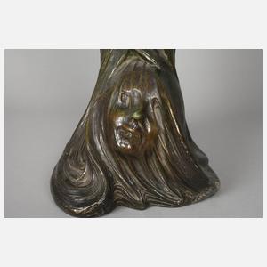 Figürliche Salonlampe als Eule mit Frauengesicht