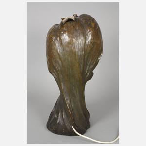 Figürliche Salonlampe als Eule mit Frauengesicht