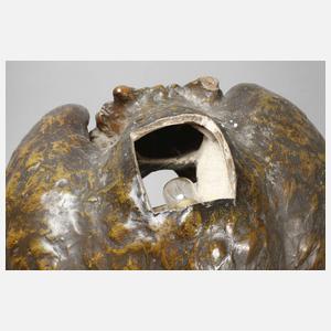 Figürliche Salonlampe als Eule mit Frauengesicht