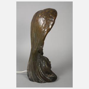 Figürliche Salonlampe als Eule mit Frauengesicht