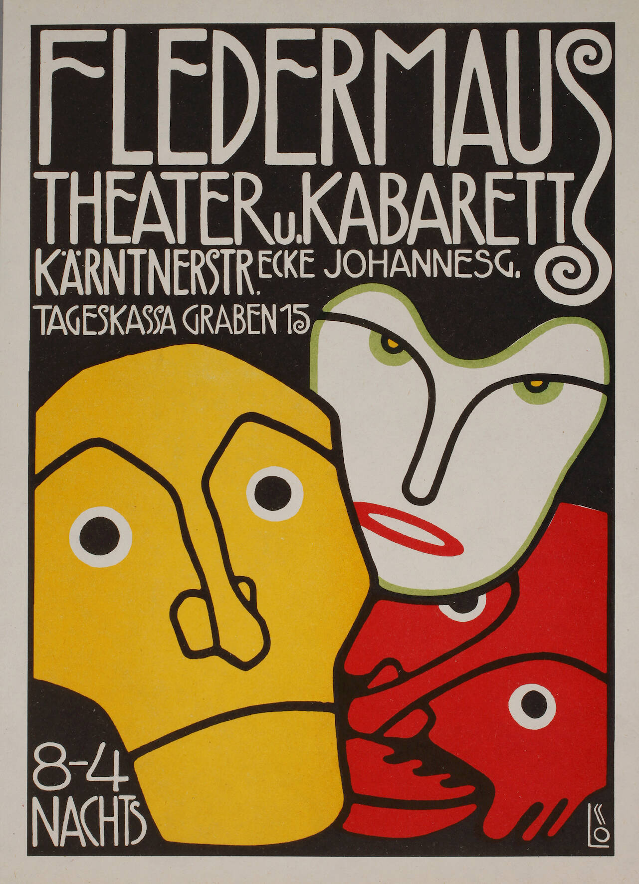 Bertold Löffler, Handplakat zum Cabaret Fledermaus