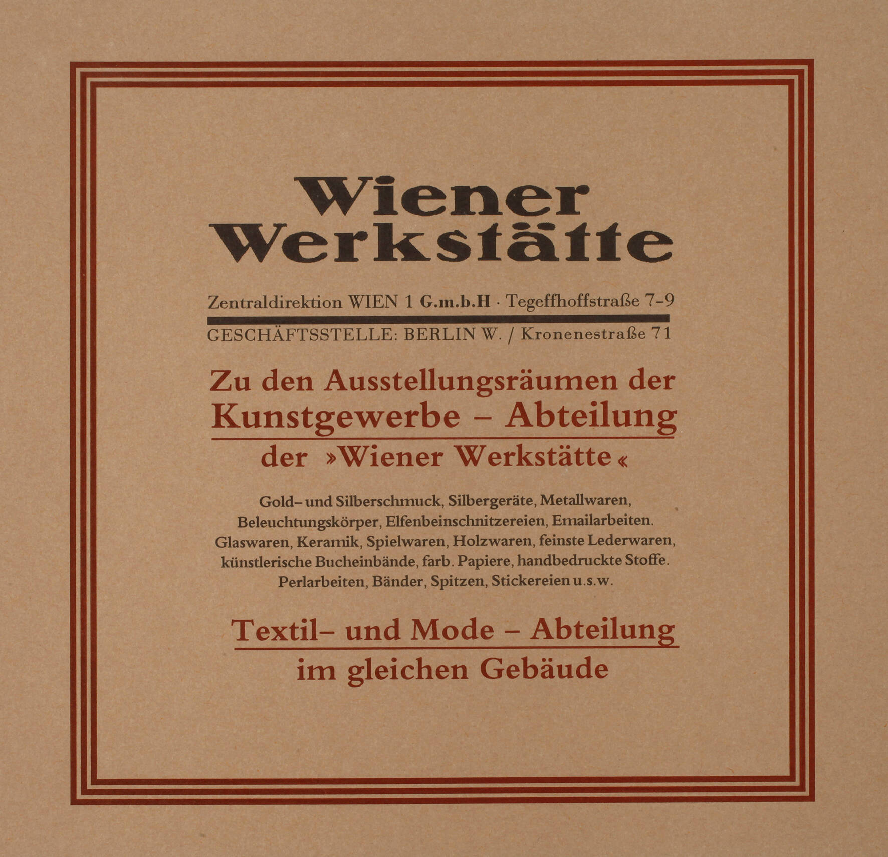 Werbeanzeige der Wiener Werkstätte