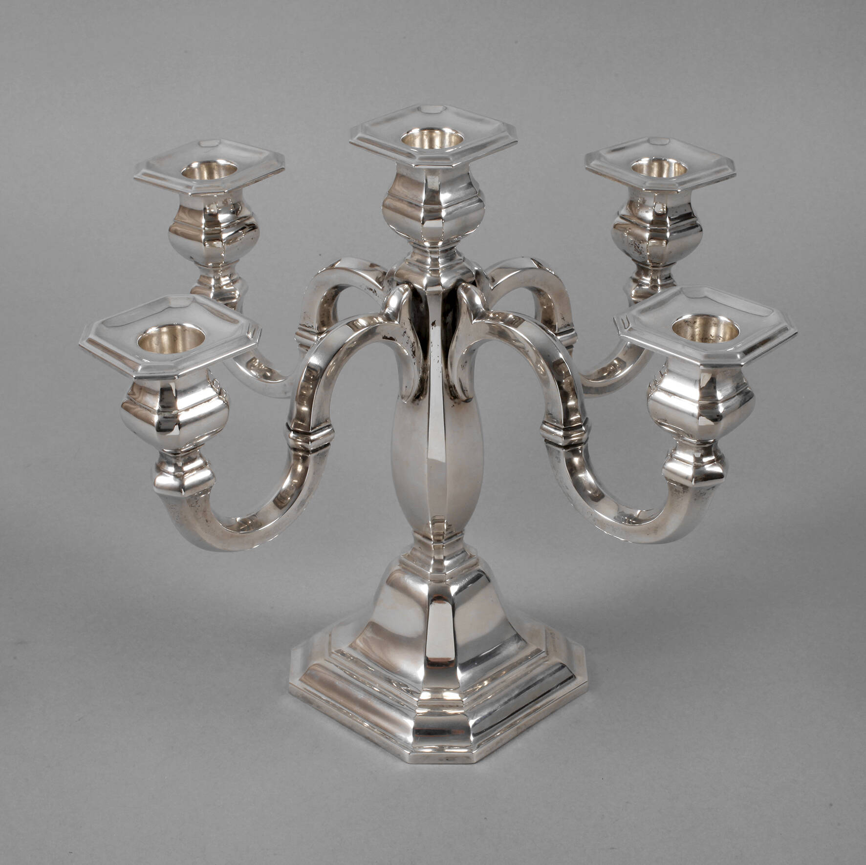 Fünfflammiger Silberleuchter Art déco