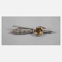 Theodor Fahrner Brosche mit Markasiten und Citrin111