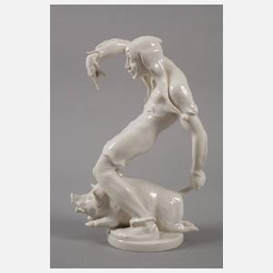 Schwarzburger Werkstätten "Eulenspiegel mit Schwein"