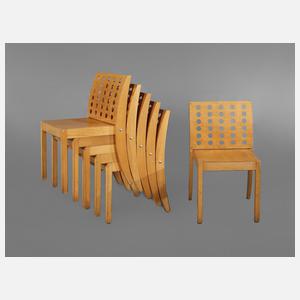 Sechs Stapelstühle Thonet