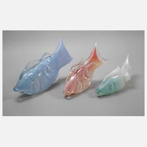 Ermanno Nason drei Fischskulpturen