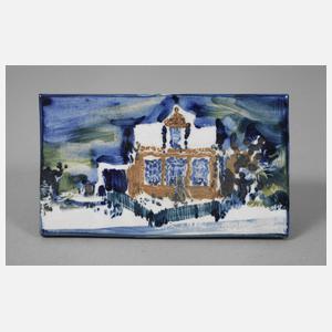 Bildplatte Winterlandschaft mit Haus
