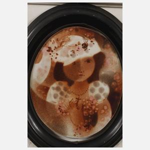 Bildplatte Mädchen im ovalen Spiegel