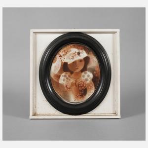 Bildplatte Mädchen im ovalen Spiegel