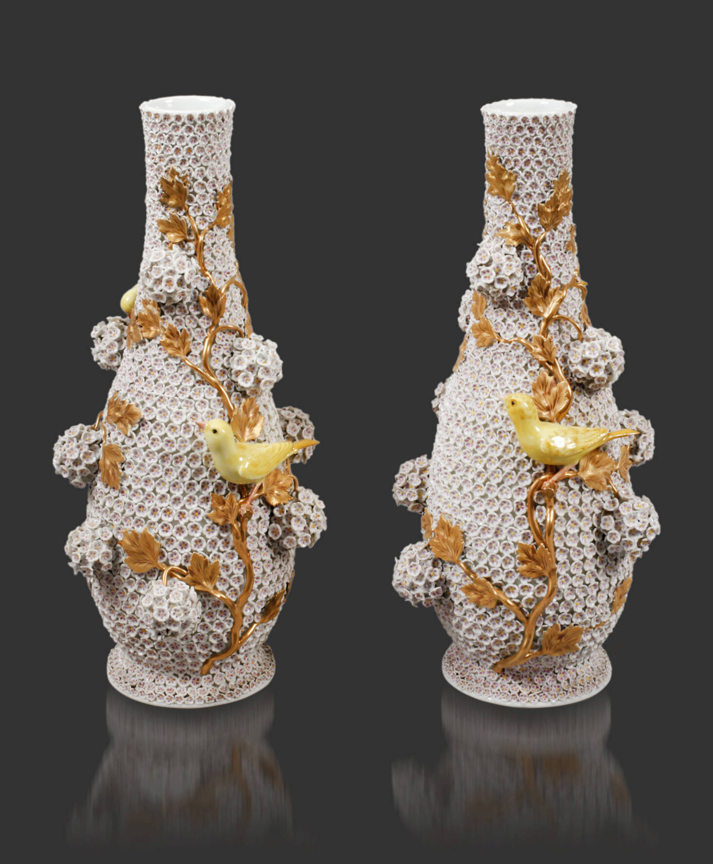 Meissen Paar Schneeballvasen