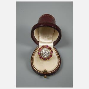 Damenring mit Diamanten und Rubinen