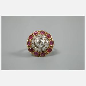 Damenring mit Diamanten und Rubinen