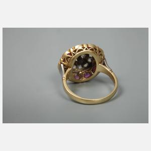 Damenring mit Diamanten und Rubinen