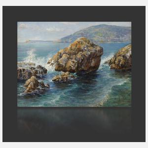 Prof. Alfred Zoff, Felsige Küste in der Brandung