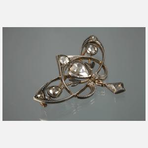 Jugendstilbrosche mit Diamantbesatz