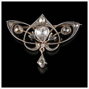 Jugendstilbrosche mit Diamantbesatz