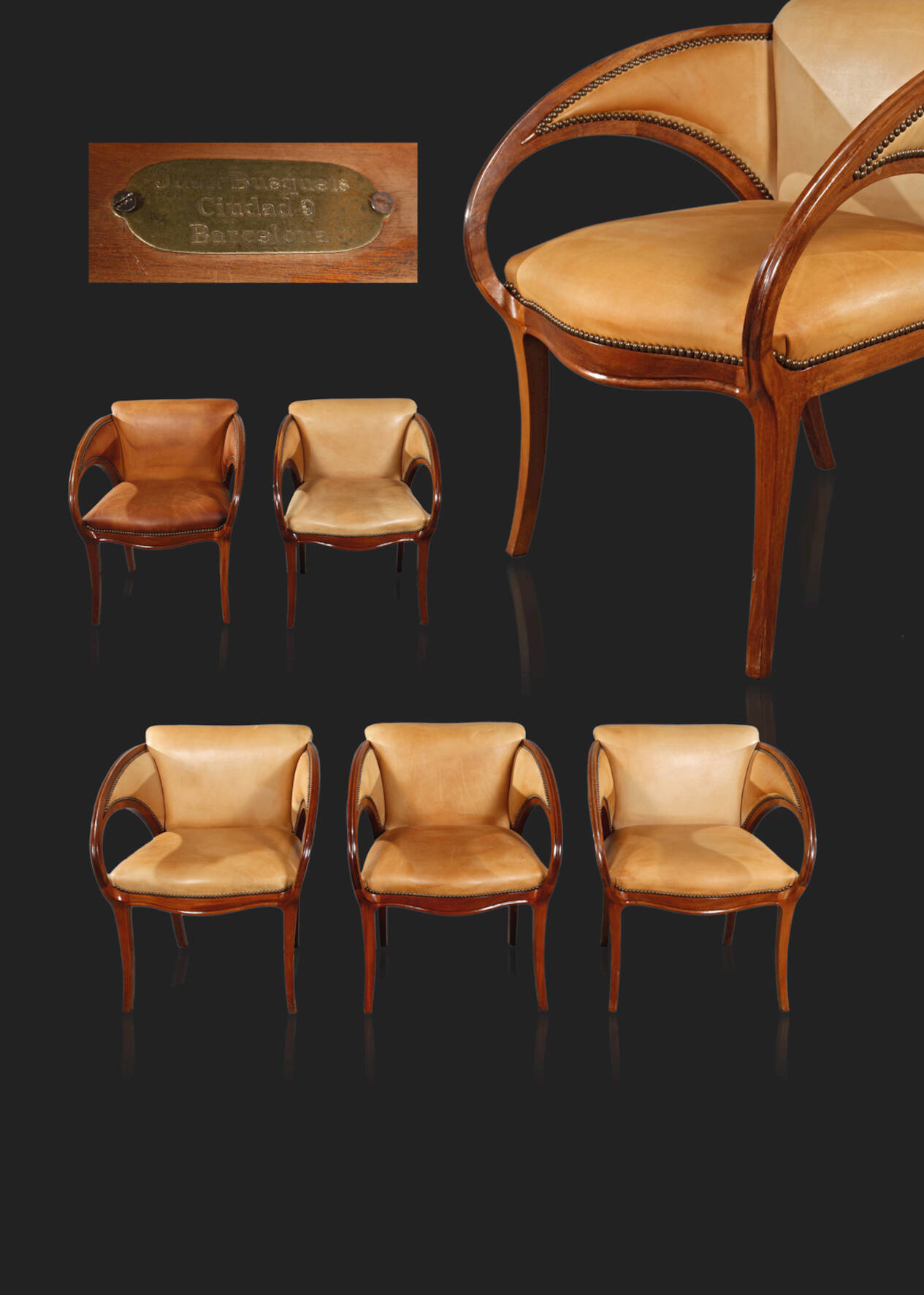 Sechs Sessel Antonio Gaudi & Juan Busquets