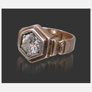 Herrenring mit Altschliffdiamant von ca. 1,1 ct