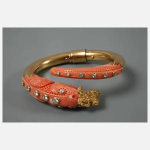 Armreif mit Koralle und Brillanten