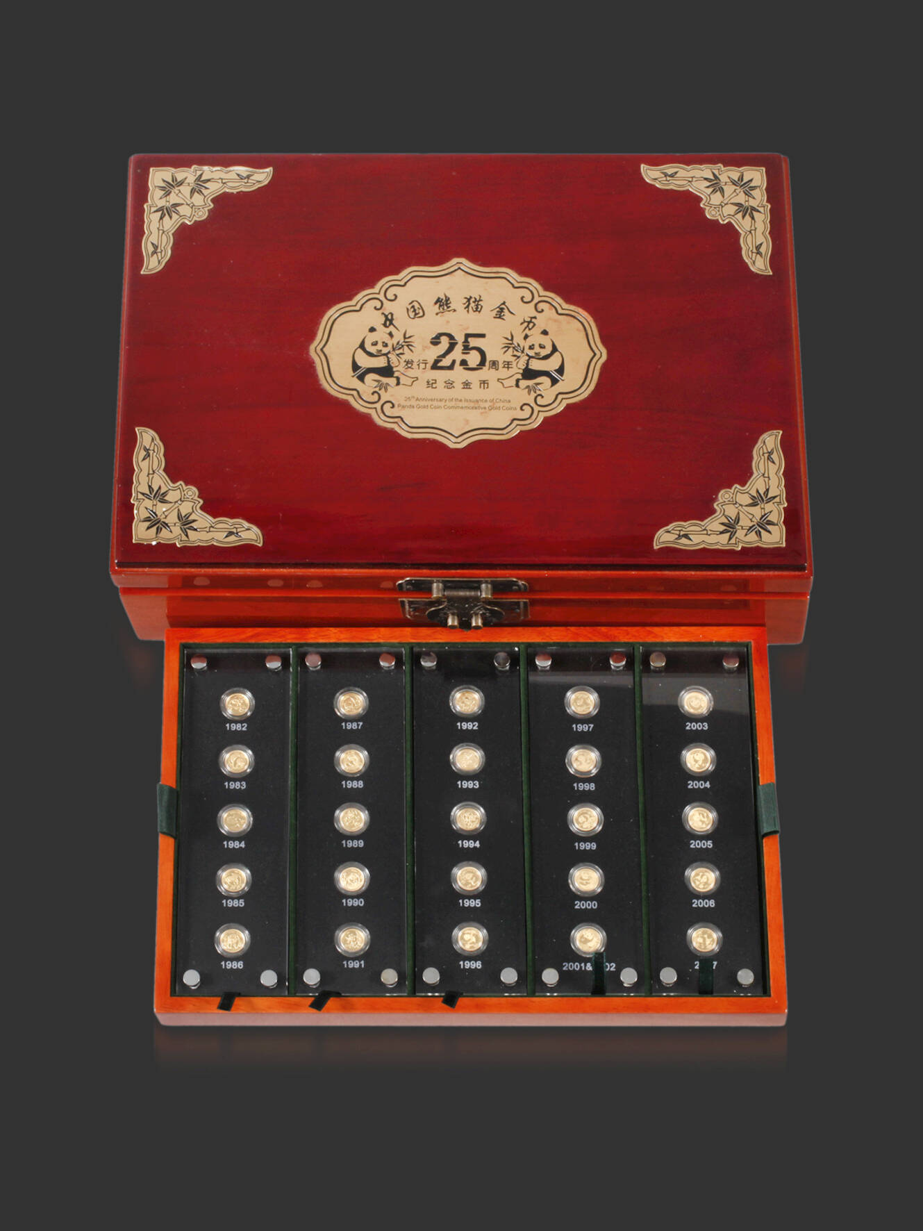 Sammlung Goldmünzen China-Panda in Repräsentationskassette