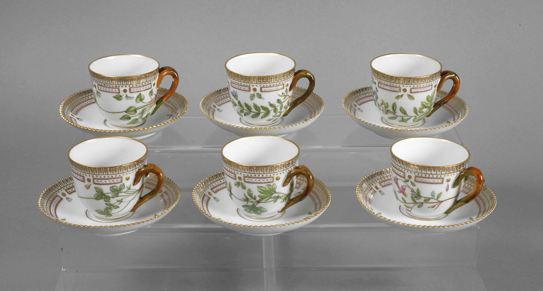 Kopenhagen sechs Mokkatassen "Flora Danica"