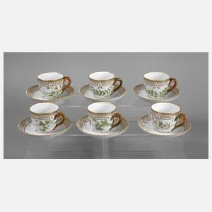 Kopenhagen sechs Mokkatassen "Flora Danica"