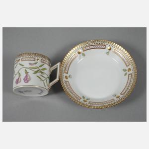 Kopenhagen Mokkatasse mit Untertasse "Flora Danica"