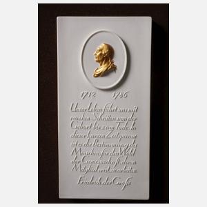 KPM Berlin Gedenkplakette "Testament" Friedrich des Großen