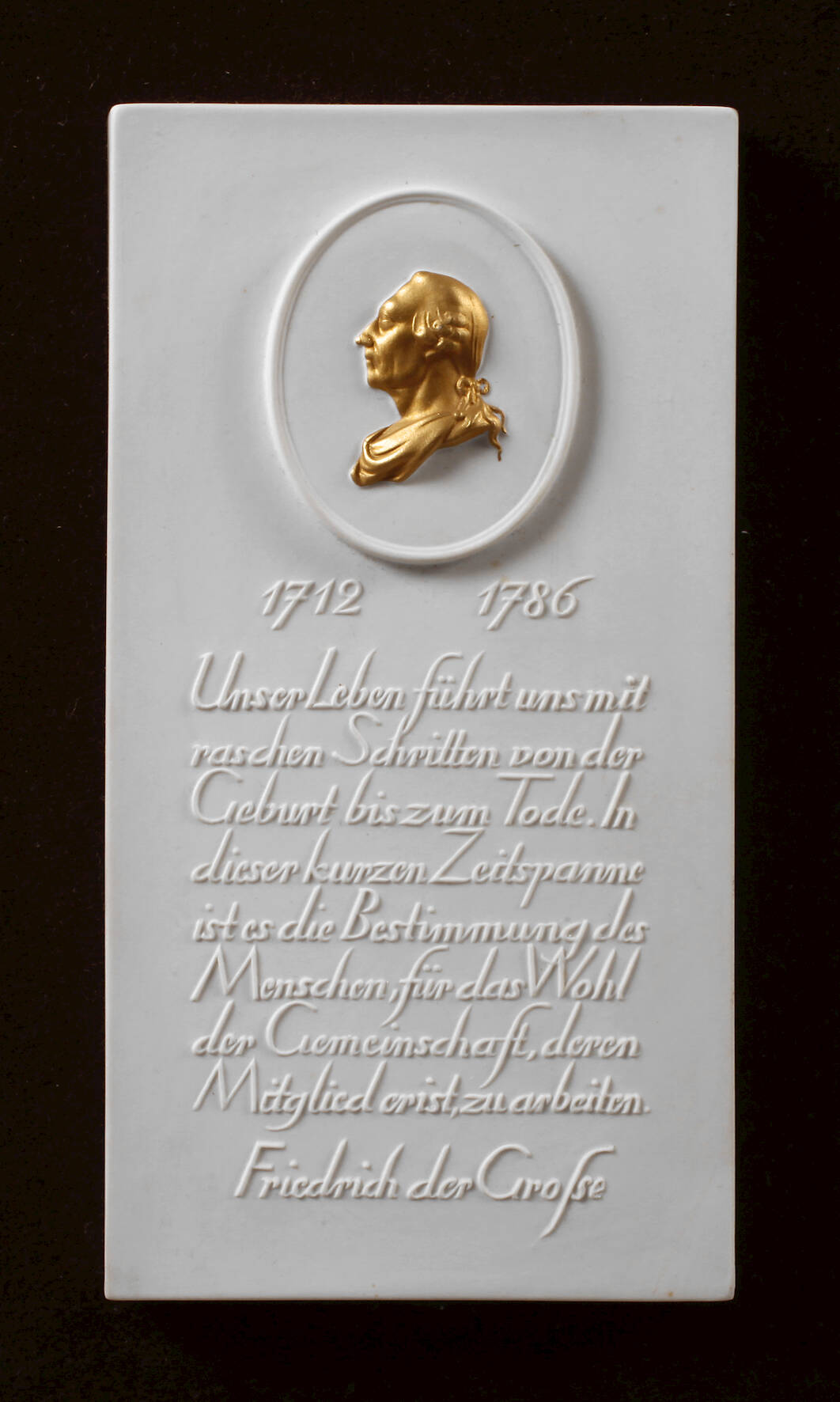 KPM Berlin Gedenkplakette "Testament" Friedrich des Großen