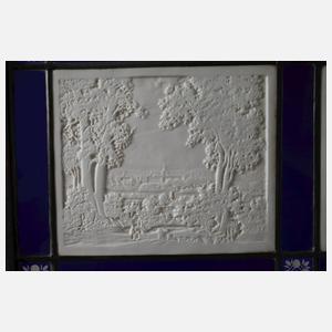 KPM Berlin Bleiglasfenster mit Paar Lithophanien