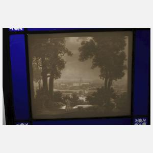 KPM Berlin Bleiglasfenster mit Paar Lithophanien