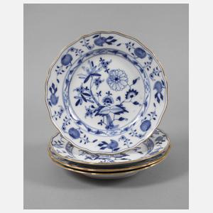 Meissen vier Speiseteller "Zwiebelmuster"
