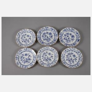 Meissen sechs Dessertteller "Zwiebelmuster"