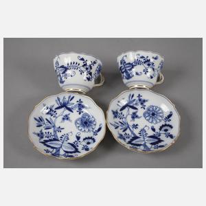 Meissen Paar große Kaffeetassen "Zwiebelmuster"