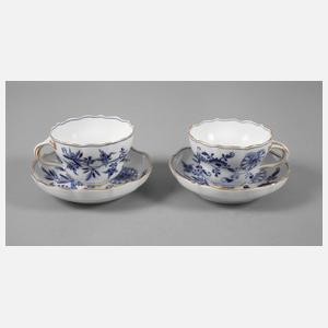 Meissen Paar große Kaffeetassen "Zwiebelmuster"