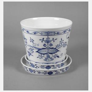 Meissen Cachepot und zwei Untersetzer "Zwiebelmuster"