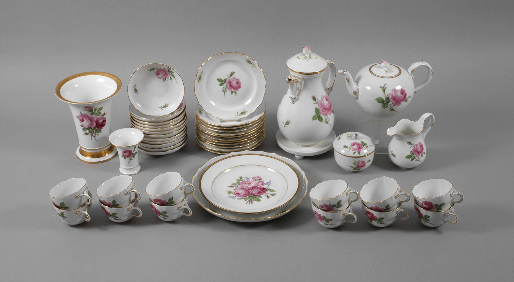 Meissen Kaffee-/Teeservice "Rote Rose"