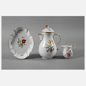 Meissen drei Serviceteile Blumenmalerei
