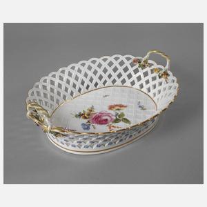 Meissen großer Henkelkorb mit Vergissmeinnichtblüten