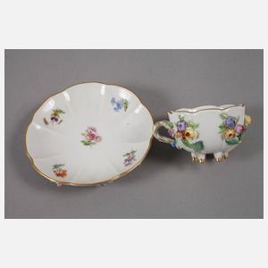 Meissen Mokkatasse mit Blütenbesatz