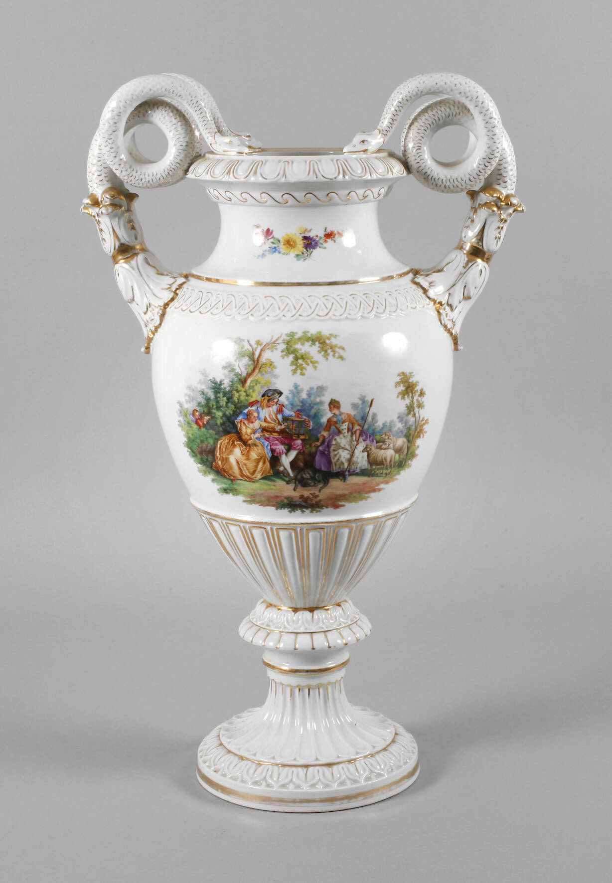 Meißen Teichert große Schlangenhenkelvase