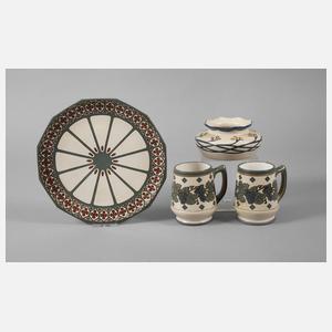 Villeroy & Boch Mettlach vier Teile Jugendstil