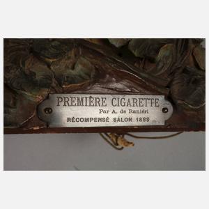 Figürliche Salonlampe "Die erste Zigarette"